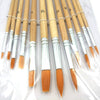 12 Pcs Paint Brushes - Watercolor Brushes - Oil Paint Brushes - Flat Painting Brushes - Wooden Art Artist Supplies - Size 2 4 6 8 10 12