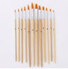 12 Pcs Paint Brushes - Watercolor Brushes - Oil Paint Brushes - Flat Painting Brushes - Wooden Art Artist Supplies - Size 2 4 6 8 10 12