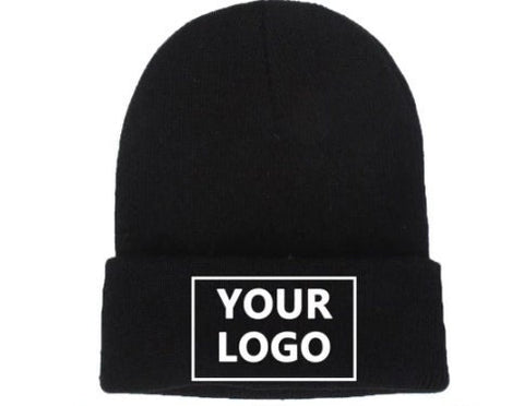 Custom Logo Beanie - Personalized Beanie - Men Women Name Winter Hat - Knitted Cap - Embroidered Stitch or Printing - Ski Accessories Gift