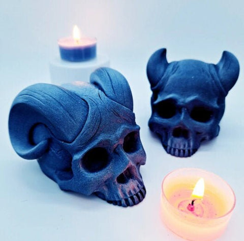 3D Skull with Horn Silicone Mold, Soap Mold, Cake Mold, Chocolate Mold, Candle Plaster Decoration Tools, Polymer Clay, Resin Mold