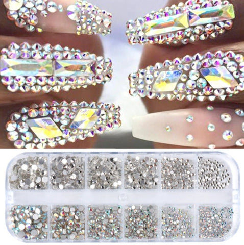 Nail Gems Set - Nail Rhinestones - Nail Diamonds - Nail Bling Stones - Nail Decor - Nail Art Crystals Decal Decoration 3D Glitter