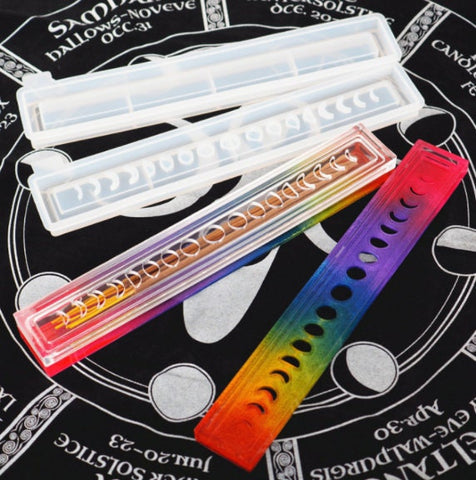 Incense Stick Holder Mold - Silicone Resin Mould - Moon Phase Universe Spiritual Divination Witch Witchy Witchcraft Star Crystal Artwork Box