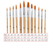 12 Pcs Paint Brushes - Watercolor Brushes - Oil Paint Brushes - Flat Painting Brushes - Wooden Art Artist Supplies - Size 2 4 6 8 10 12