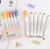 Retro Color Highlighter Pen Set - Rainbow Color - Highlighter Marker Pen - Study Supplies - School Office Stationary - Student Art