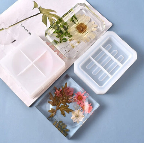 Soap Dish Mold - Soap Deck Tray Mold - Silicone Soap Dishes Trays - Soap Saver Epoxy Resin DIY Molds, Soap Making Set Craft Supplies Molds