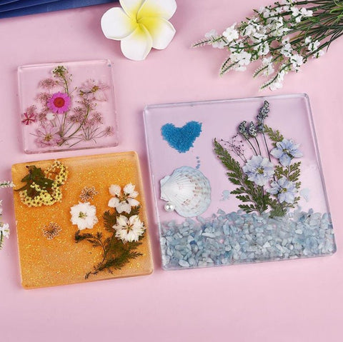 Square Coaster Mold, Resin Casting Molds, Silicone Epoxy Jewelry Pendant, Agate Making Mould Tool, Home DIY Accessory, Transparent Fluid