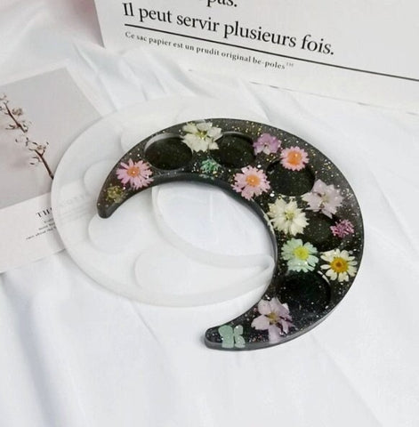 Moon Candle Holder Mold - Silicone Resin Witch Witchy Witchcraft Wicca Molds Lunar Phase Phases Form Eye Star Sun Divination DIY Gift Idea