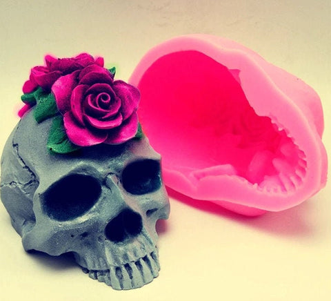3D Skull Silicone Rose Flower Mold, Silicone Mold, Soap Mold, Candle Plaster Decoration Tools, Polymer Clay, Resin Mold, Cake Chocolate