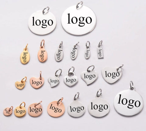 50 Custom Stainless Steel Charm, Gold Silver Personalized Charm, Logo Charm Beads, Laser Engraved Charm Beads For Jewelry Bracelets Making