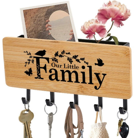 Personalized Wood Key Hanger for Wall, Housewarming New Home Décor Gift for Wedding, Customized Gifts for Couple Mr Mrs Key Ring Holder Hook