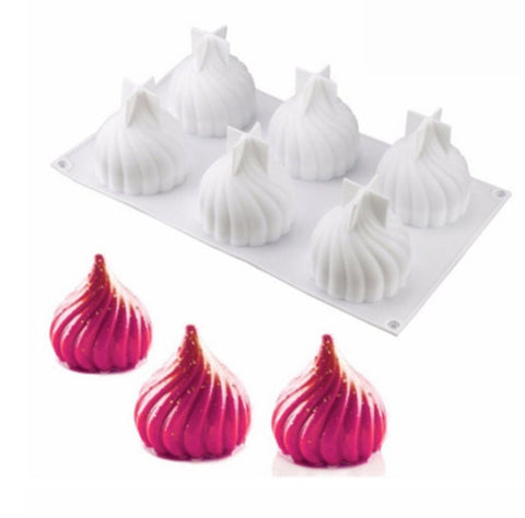 Cake Mould - 6 Cavities Spiral Castle Shape Silicone Mold - Cake Mousse Mold - Silicone Forms - Baking Mold Chocolate Decorating Baking