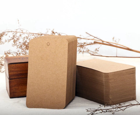 100 Large Kraft Tags - Shipping Tags Supplies Paper Goods Merchandise Tags Bulk Discount Product Label - Blank Jewelry Gift Tags Rustic