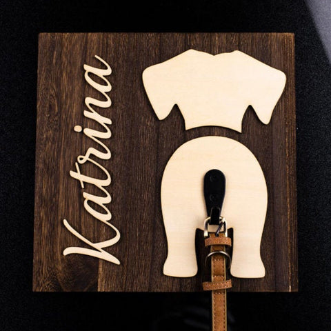 Custom Dog Leash Holder - Personalized Dog Leash Holder - Wood Dog Leash Holder for Wall - Dog Paw Print, Dog Lover Gift, Housewarming Gift