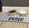 Custom Dog Mat, Pet Feeding Placemat, Personalized Dog Bowl Mat, Puppy Placemat, Pet Food Mat, Neutral Gray Blue Pink Pet Bowl Mat, Pet Gift