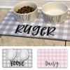 Custom Dog Mat, Pet Feeding Placemat, Personalized Dog Bowl Mat, Puppy Placemat, Pet Food Mat, Neutral Gray Blue Pink Pet Bowl Mat, Pet Gift