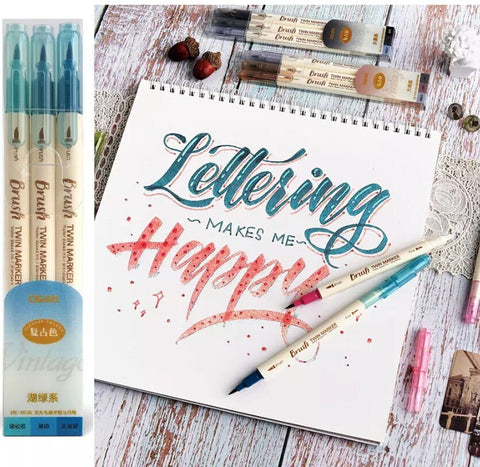 Brush Twin Marker Pen Set - Double-Sided Pen - Calligraphy Pen - Hand Lettering - School Office Supplies Stationary Writing Craft Supplies