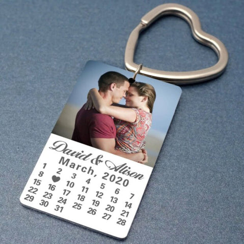 Personalized Wedding Calendar Keychain - Custom Save the Date Key Chain - Significant Date - Custom Anniversary Gift-Valentine's Day Gift