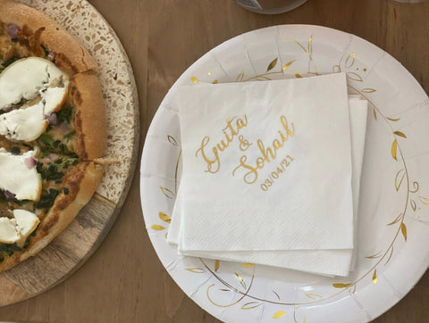 Personalized Beverage Napkins, Custom Stamped Cocktail, Foil Printed, Wedding Favors, Bridal Shower, Graduation Parties, Paper Party