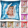 Custom Photo Sequin Pillow Case - Personalized Pillow Case - Reversible Throw Pillow Decorative Cover Home Decor Gift for Her Christmas Gift