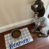 Custom Dog Mat, Pet Feeding Placemat, Personalized Dog Bowl Mat, Puppy Placemat, Pet Food Mat, Neutral Gray Blue Pink Pet Bowl Mat, Pet Gift