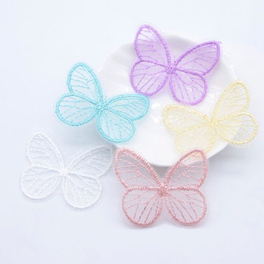 20 Pcs Butterfly Applique - Embroidered Butterfly Patch - Iron on Patches - Dainty Girly Patches - For Clothing Jackets Hats Bags Scrapbook