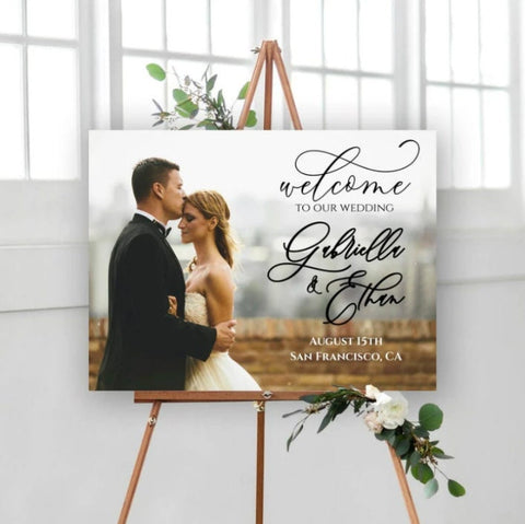 Custom Photo Wedding Welcome Sign - Personalized Wedding Sign - Wedding Signage - Wedding Decor - Bridal Shower Sign Printed Physical