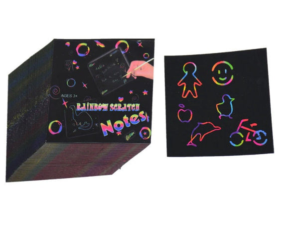 100 Pcs Kids Scratch Art Set - Rainbow Magic Scratch Paper - Pads Memo Pads -  Magic Drawing Painting Paper Notebook School Office Supplies