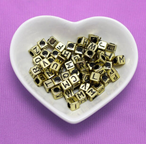 Gold Silver Black White Rainbow Alphabet Beads, Name Beads, Acrylic Letter Beads for Jewelry Making, Adult Beads for Bracelet, Acrylic