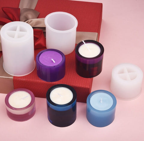 Round Candle Holder Mold - Resin Mold - Epoxy Mold - Silicone Round Cylinder Mold - Cube Hollow Soap Mold Mould - DIY Craft Supplies