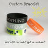 Custom Wristbands - Thick Personalized Text Printing - Rubber Silicone Bracelet Events, Motivation, Gifts, Cancer Support, Fundraisers