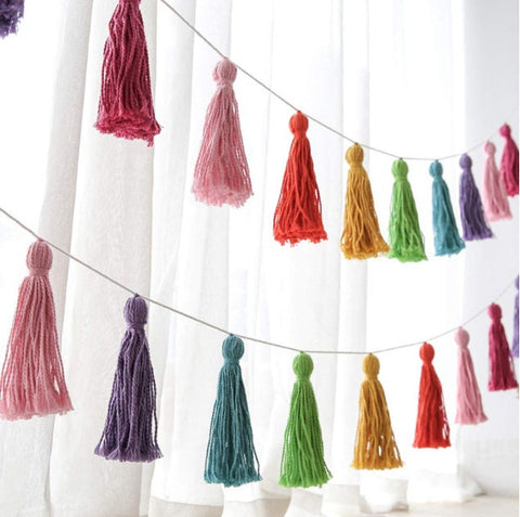 Tassel Garland Decor For Nursery, Cotton Tassel Bunting Banner, Baby Girl Tassel Garland Room Decor, Birthday Tassel Garland Photo Backdrop