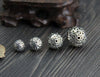 Round Spacer Beads - Silver Spacers - Metal Spacer Beads - Jewelry Supplies - Craft Supplies - Hollow Flower Beads - Antique Vintage Design