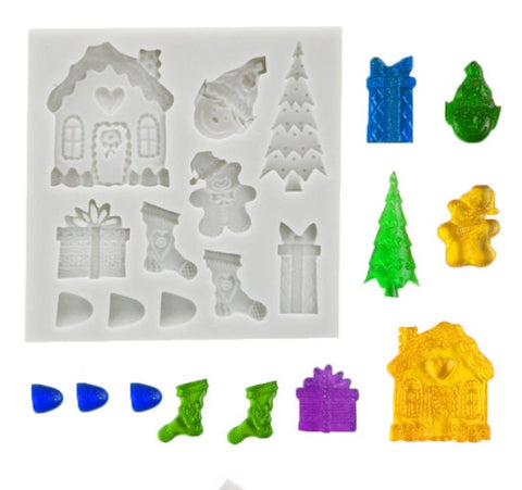 Christmas Mold - Christmas Stocking House Elf Silicone Mould - Fondant Cake Chocolate Resin Clay Soap Sugarcraft Decoration Baking