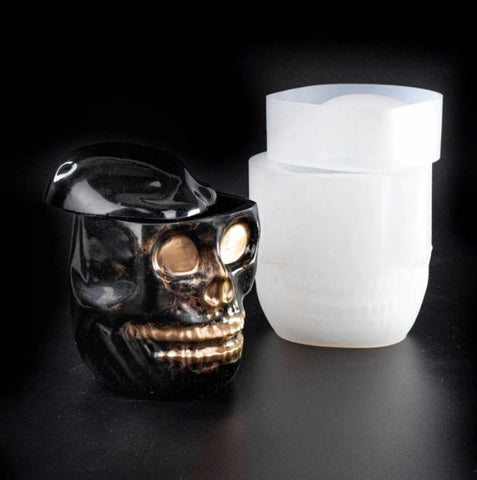 3D Skull Silicone Flower Mold, Storage Silicone Mold, Soap Mold, Candle Plaster Holder Decoration Tools, Polymer Clay, Resin Mold