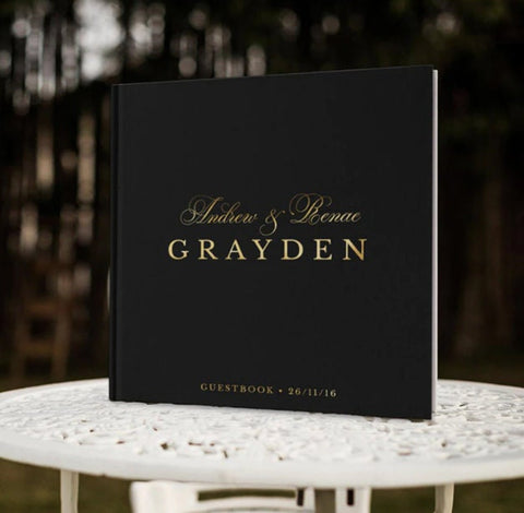 Custom Wedding Guest Book, Personalized Wedding Guestbook, Reception Signing Book, Engagement Party Bridal Shower Modern Elegant Blank Book