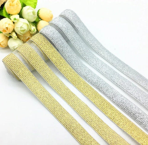 45 Meters Gold Silver Elastic Band, Elastic Webbing, Clothing Accessories, Elastic Trim, Elastic Ribbon, Sewing Elastic, Waistband Elastic