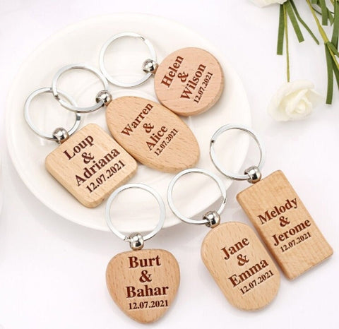 Custom Wooden Keyring, Personalized Name Keychain, Wedding Name Keychain, Wedding Favor, Durable Key Chain, Nametag Luggage Tag, Keyholder