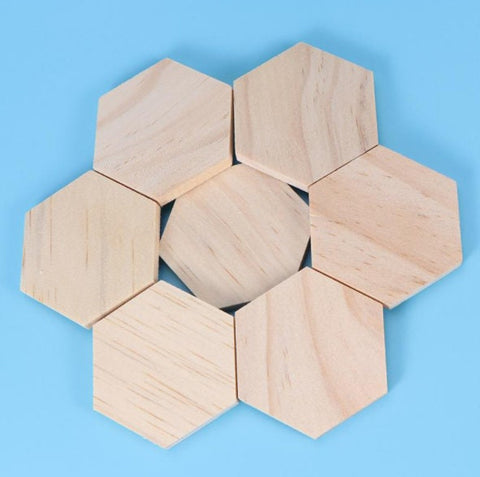 25 Pcs Wood Hexagon Tile Blanks - Shapes - Game Board - Unfinished - Terrain - Wooden Cutout - DIY Embellishments Craft Projects Coaster