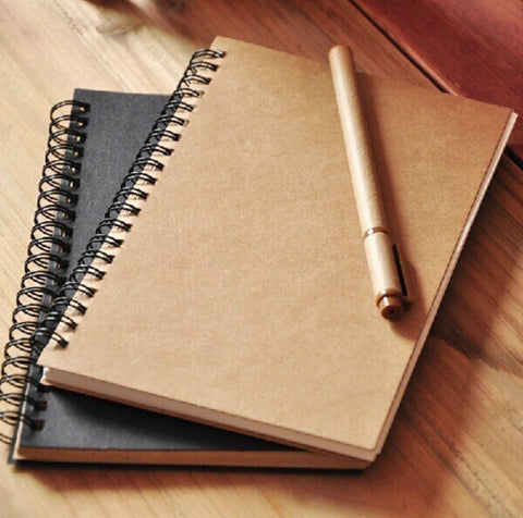 Double-Spiral Wire Bound Unlined Notebooks | Beige Kraft Cover Plain Journal | 7.1 x 4.7 inch | 50 Sheets | Basic Bullet Journal Bulk