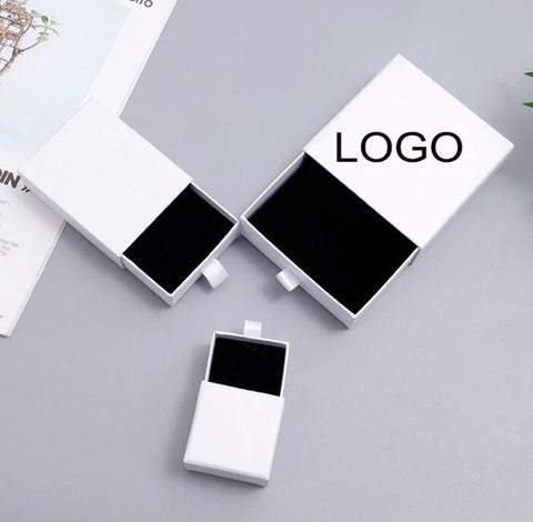 10 Pcs Custom Jewelry Boxes With Custom Logo, Personalized Paper Boxes, Small Packaging Boxes Drawer, For Earring Necklace Ring, Bulk Wholesale