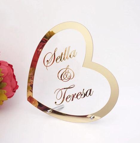 Custom Wedding Name Sign - Personalized Wedding Sign - Heart Mr and Mrs Sign - Freestanding Wedding Table Décor Centerpiece - Surname Sign
