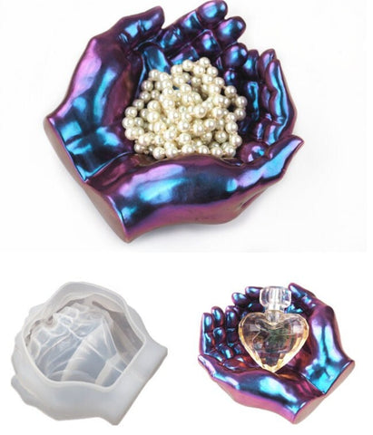 Both Hands Ashtray Resin Mold Hands Silicone Mold Dish Mold Jewelry Storage Resin Mold Cigar Ashtray Mold Crystal Epoxy Mold Resin Art