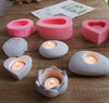 Candle Holder Mold - Round Heart Lotus Rock Hollow Soap Mould - Resin Mold - Epoxy Mold - Silicone Round Cylinder Mold - DIY Craft Supplies