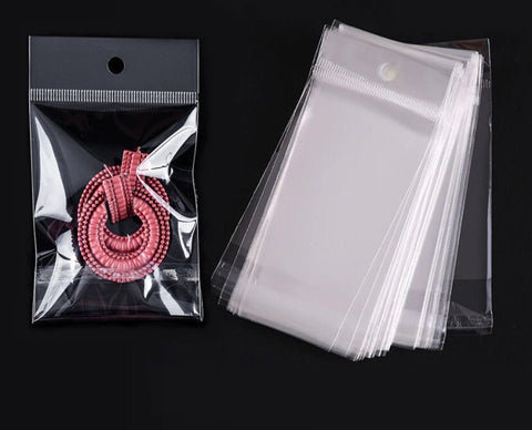 100 Heavy Duty Clear Plastic Bags, Jewelry Packaging, Small Mini Baggies For Beads Jewelry Storage, Poly Bags, Rings Earrings Self Adhesive