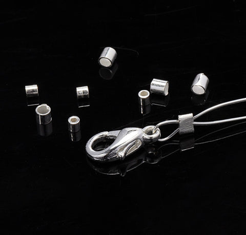 Silver End Cap, Crimp End Caps, Cord End Tips, Chain Clasps, Bracelet Necklace Anklet Charm Gemstone Pearl Wood Pendant Jewelry Making