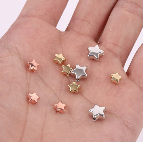 500-1000 Star Beads Tiny Star Spacer Beads Gold Silver Rose Gold Celestial Night Sky Beading Jewelry Supplies Connector Findings Charm Shiny