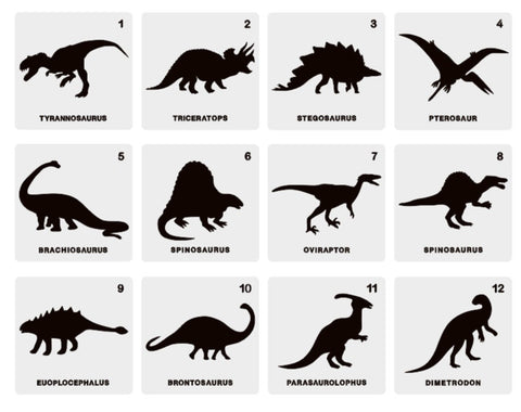 Dinosaur Stencil Set | T-rex, Stegosaurus, Triceratops, Brontosaurus | Kid Stencil Kit For Wood Sign | Reusable Stencil For Wall Art