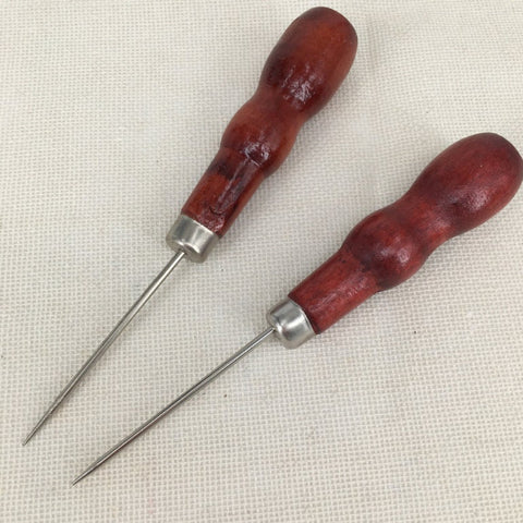 Wooden Handle Sewing Awl Hand Stitching For DIY Leather Bracelet Jewelry Making Repair Tool Punch Sewing Needle Hook Tool - Punch Embroidery