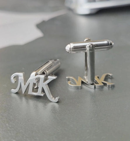 Personalized Cuff Links, Monogrammed Cufflinks with Initials, Boyfriend Husband Gift Metal Monogram, Groomsmen Gift, Wedding Gift for Him