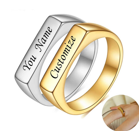 Custom Ring - Personalized Ring - Customized Bar Name Ring for Women - Gift for Girlfriend Wife Mom Birthday Anniversary Her Stackable